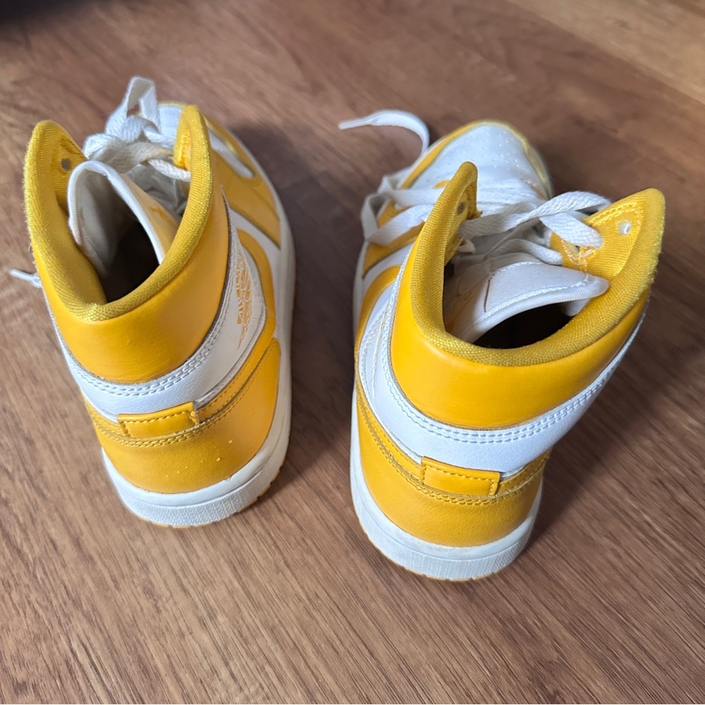 Nike Air Jordan White University Gold High-Top Sneakers - Picture 6 of 14